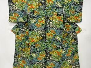 草花尽くしに唐子模様　小紋着物